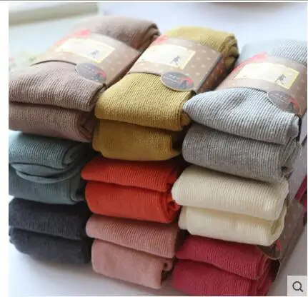 High elastic collant pantyhose female Warm Tights Full Cotton Vertical Pattern Candy Colors Thermal Dress Panty hose