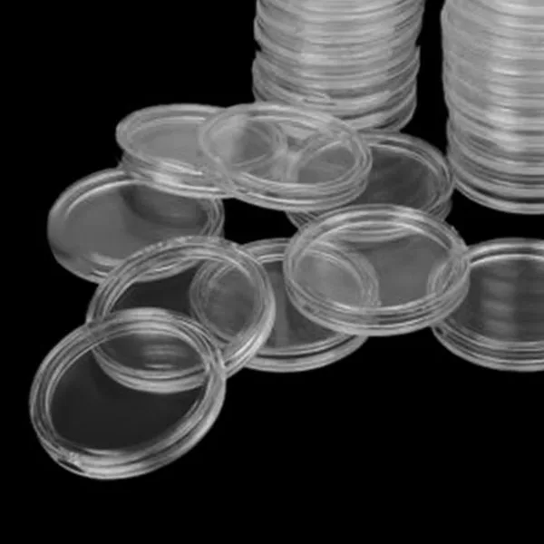 100Pcs 21mm Round Clear Plastic Coin Holder Capsules Box Storage Display Cases Holders | Дом и сад