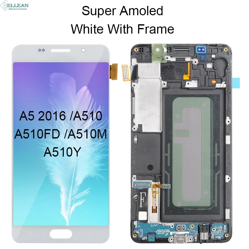 Dinamico Акция A5 дисплей для samsung Galaxy A510 ЖК-дисплей кодирующий преобразователь сенсорного экрана в сборе A510F A510M дисплей - Цвет: Amoled WH With Frame
