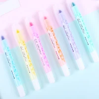 6pcs creative high capacity multicolour jelly double highlighter marker pen marcador child gift officeschool supplies wholesale