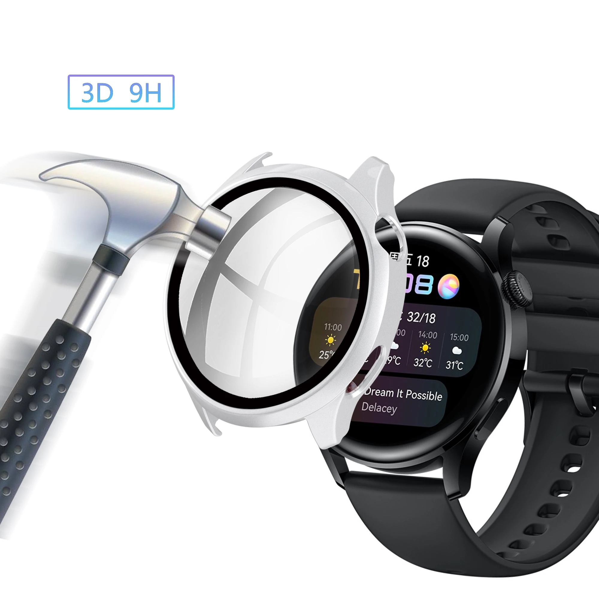 

Glass Film Case for Huawei Watch 3 46mm Tempered Glass Film Case with Glass for Huawei Watch 3 46mm Full Cover Hd Bumper