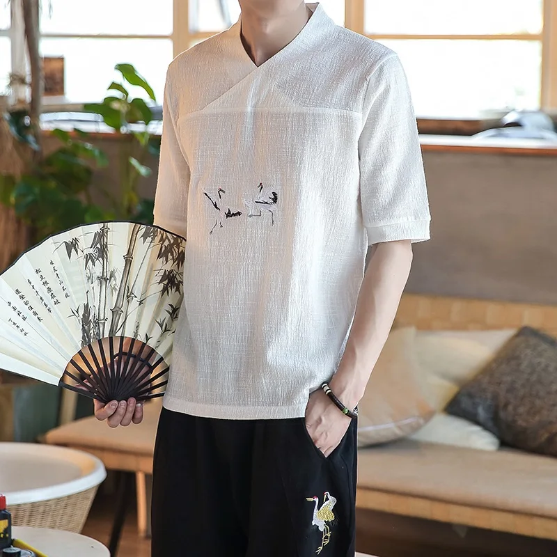 Традиционная китайская одежда для мужчин топы Танг костюм ханьфу рубашка