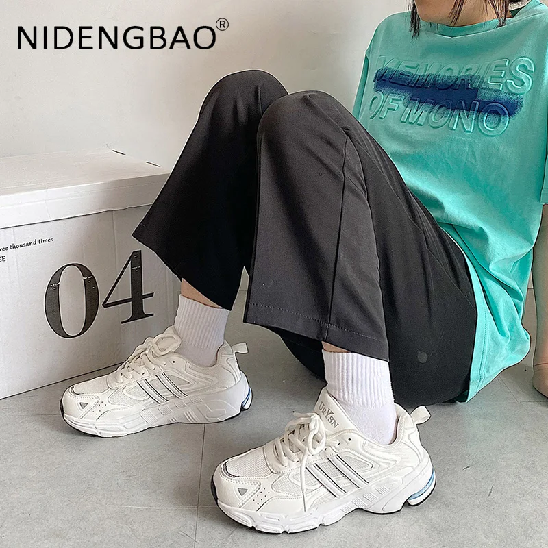 Summer Women Sneakers Fashion Mesh Chunky Shoes Comfortable Thick Sole White Flats Running Casual Sports Shoes Zapatillas Mujer