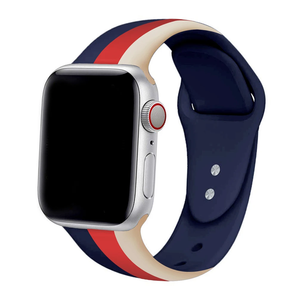 Спортивные костюмы в полоску ремешок для наручных часов Apple Watch series 4/3/2/1 браслет