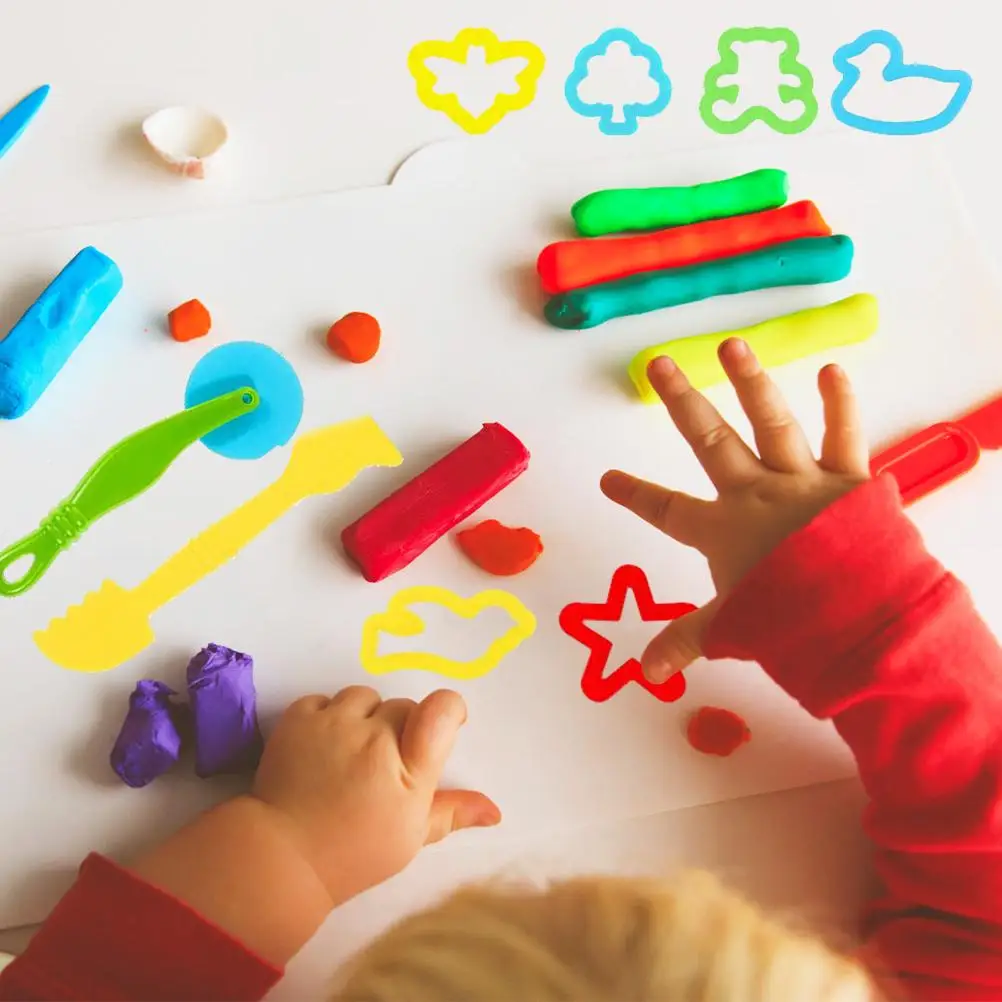 

20 Pieces Random Color Kids Kneading Tool Dough Plasticine Kitchen Toy Dough Modelling Tool Dough Accessories Modeling mold set