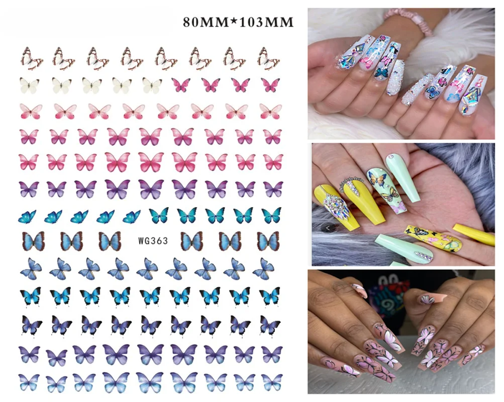 

3D Nail Sticker Foil Nails Art Decoration Nail Supplies Butterfly Beautiful Insect Stickers for Nails Manicure Accessories