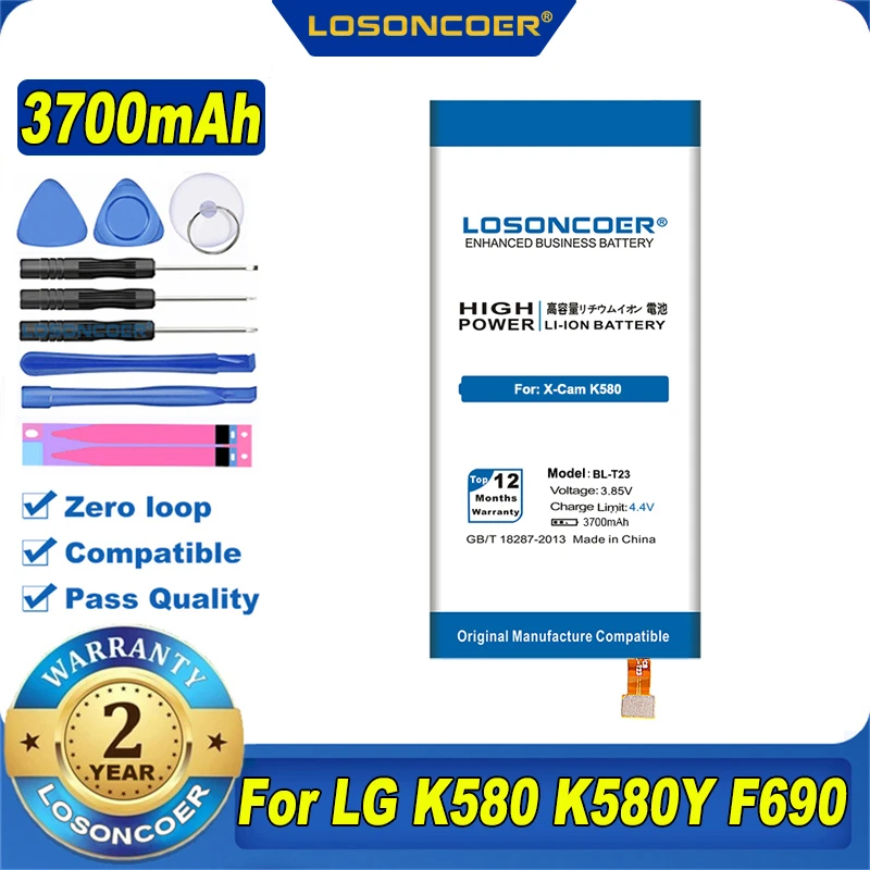 100% Оригинальный LOSONCOER 3700 мА/ч BL T23 Батарея для LG X Cam K580 K580Y F690 K580DS|Аккумуляторы
