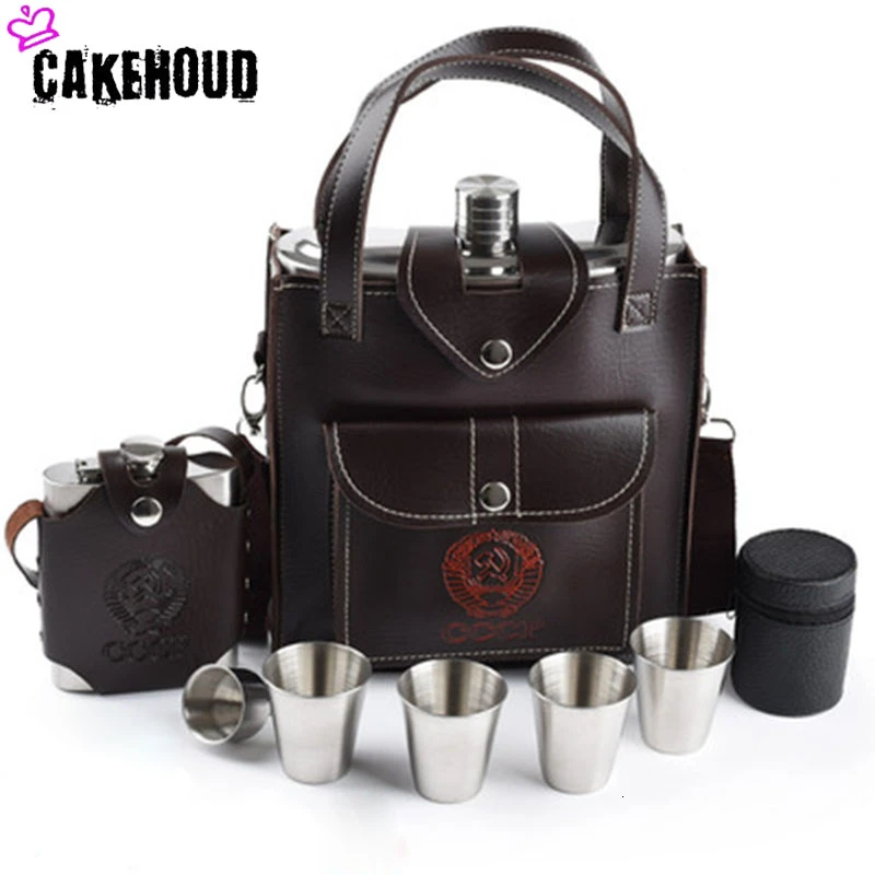 

Переносная плотная уличная фляжка cakeantang 88 унций, плотная фляжка из нержавеющей стали, Русская водка, спиртовая бутылка, кожаная Роскошная ф...