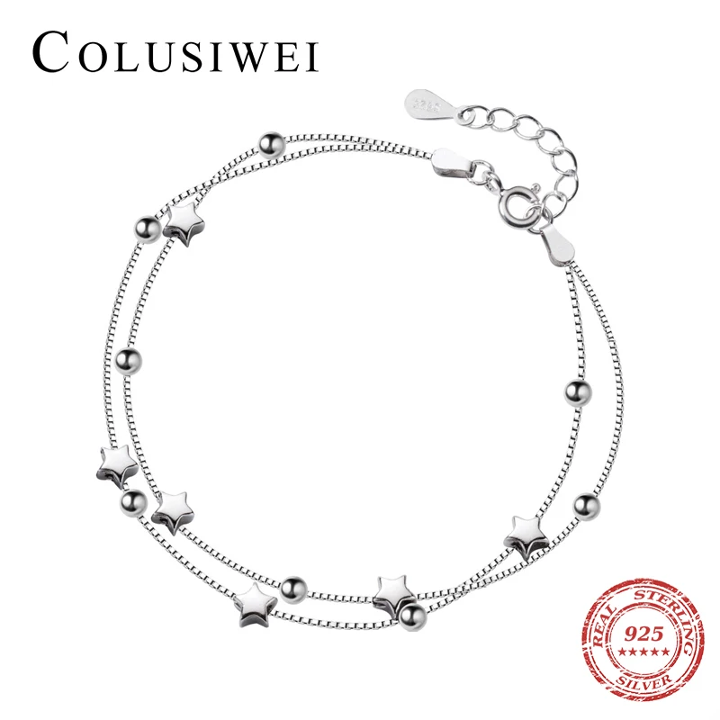 Женский двухслойный браслет COLUSIWEI классический регулируемый из стерлингового