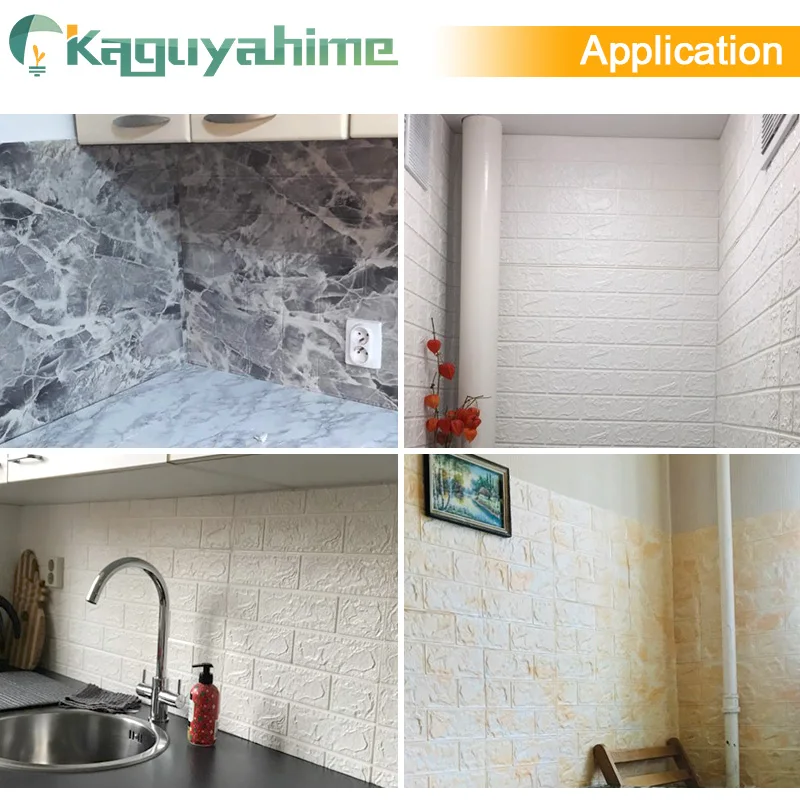 

Kaguyahime 8Pcs 3D Wall Stickers Waterproof Self-adhesive Wallpaper Decor Home Sticker Imitation Brick Wallpaper For Living Room