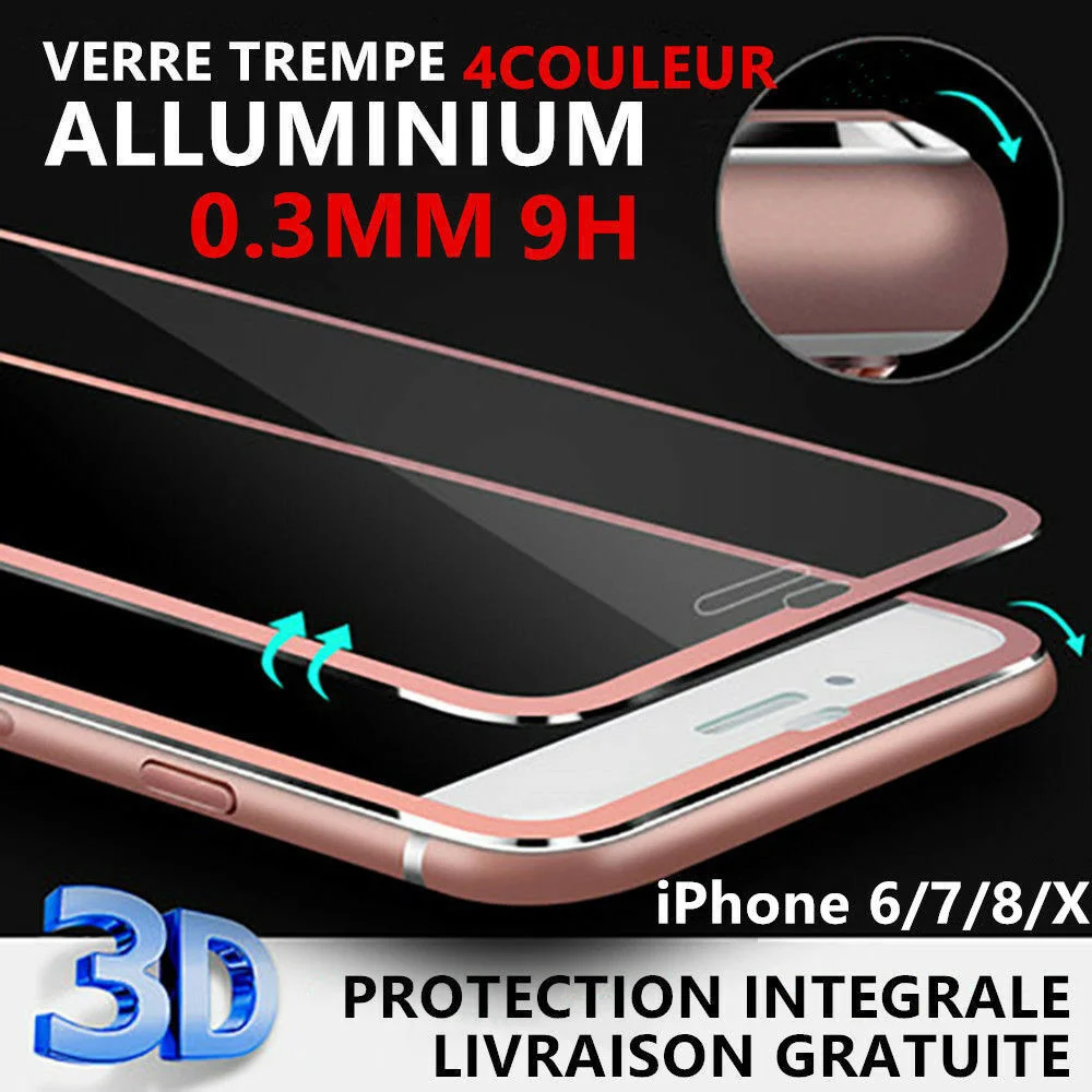 VITRE VERRE TREMPE bord incurv mtal incassable For IPHONE 6S 6 7 8 Plus X XS