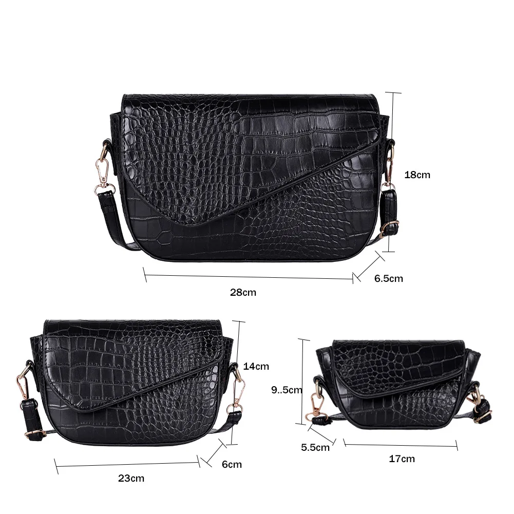 

PU Leather Women Crossbody PurseSolid Black Shoulder Messenger Handbags Vintage Small Chain Shoulder Purse