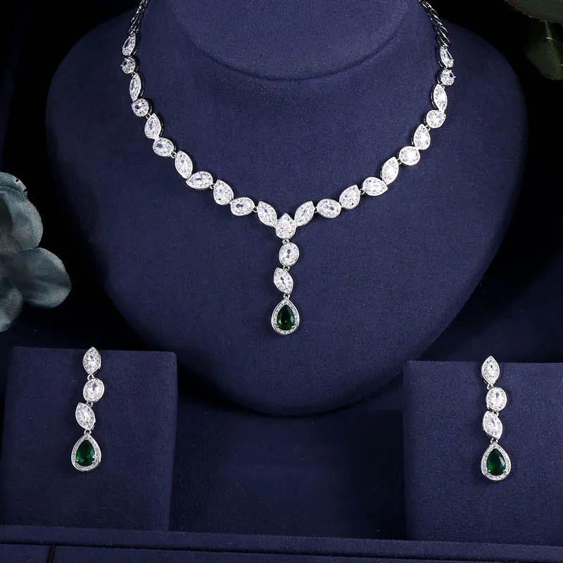 Jankelly Нигерия 2 шт. Свадебные циркониевые Ювелирные наборы для женщин вечерние