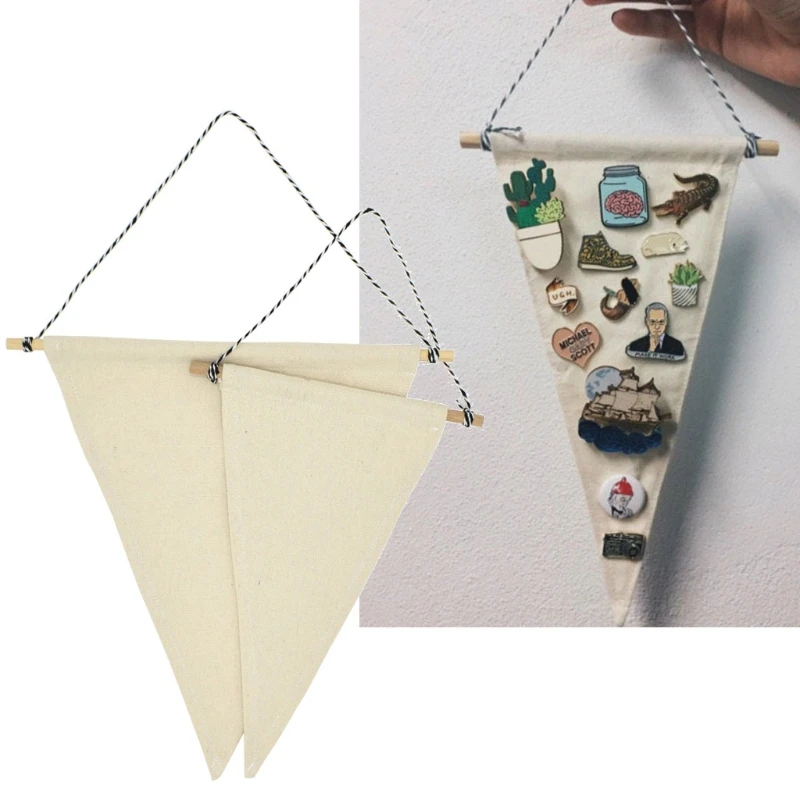 

Triangle Wall Flag Brooch Display Blank Wall Canvas Enamel Brooch Pin Jewelry Banners Buttons and Label Pins Collections