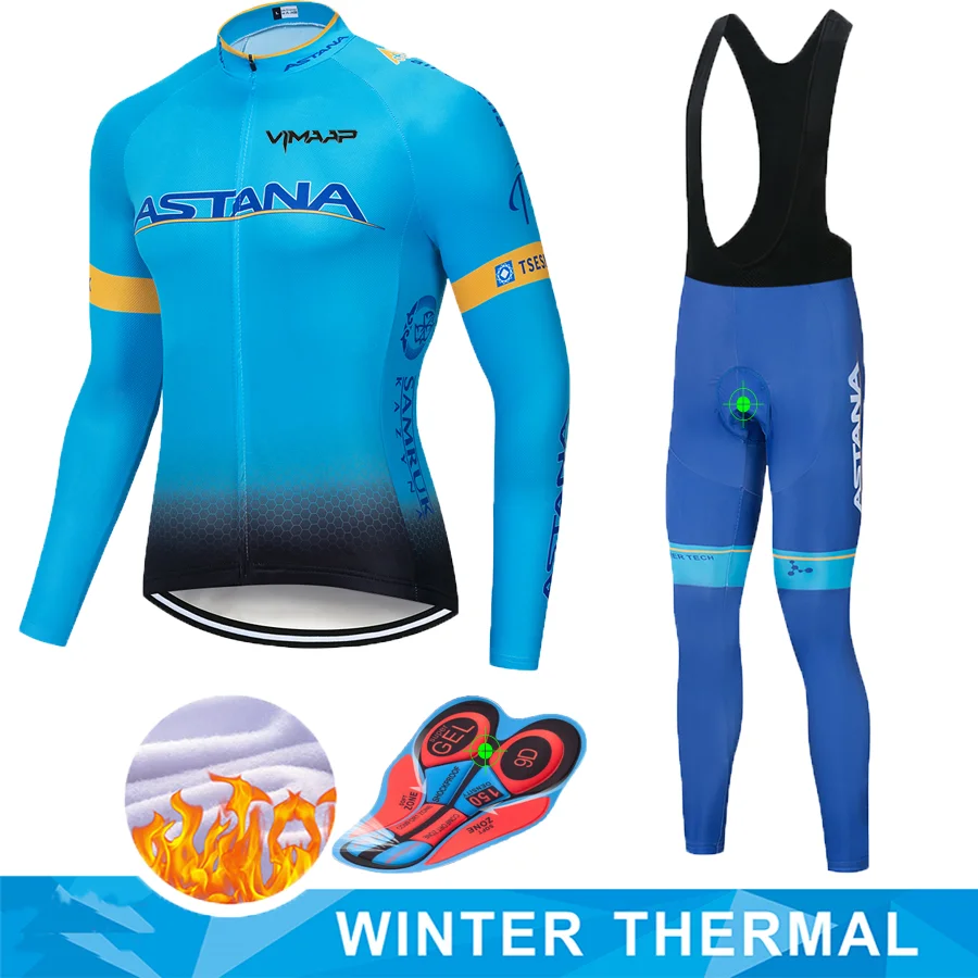 Астана Maillot Ropa Ciclismo Invierno зимняя велосипедная Джерси термальная флисовая одежда с длинным рукавом велосипедная одежда