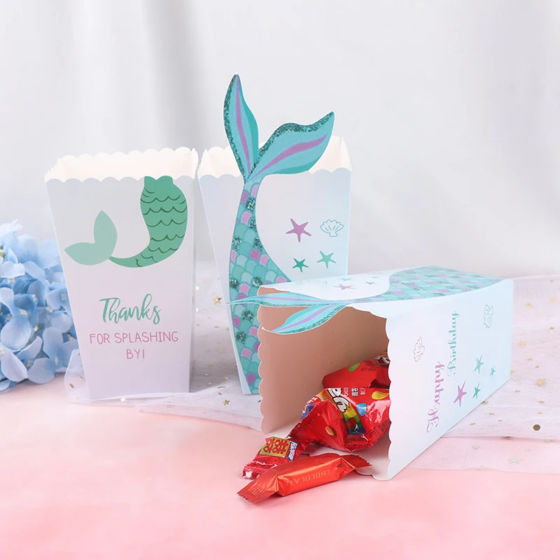 12 шт Русалка хвост конфеты мешок коробки под морем для попкорна предметы