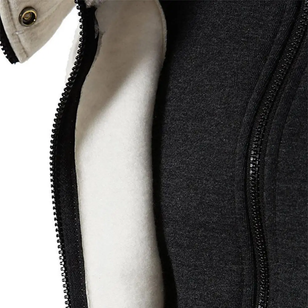 

New Zipper Men Jackets Autumn Winter Casual Fleece Coats Bomber Jacket Scarf Collar Fashion Hooded Male Outwear Slim Fit Hoody