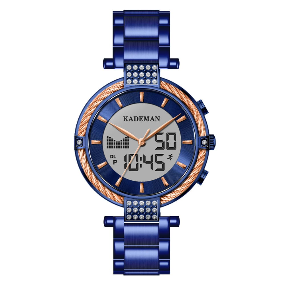 Kademan Новое поступление женские часы с ЖК-дисплеем и двойным дисплеем Элегантные