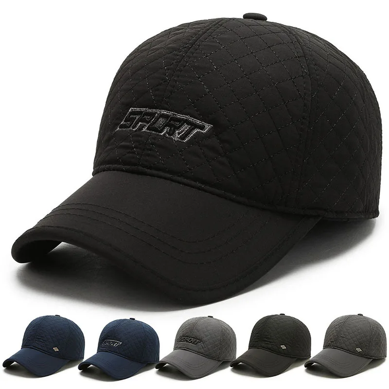 

Fashion Warm Baseball Cap With Earflaps Winter Men's Cap Trucker Hat Cotton Middle-aged Elderly Hat Outdoor Dad Hats Adjustable
