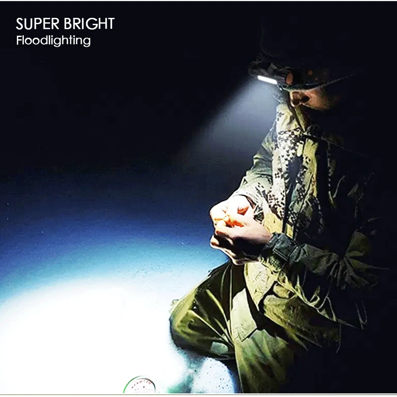 USB Rechargeable LED Headlight Powerful XPE+COB Headlamp Head Torch IPX6 Waterproof Light with 1200mAh Built-in Battery | Освещение