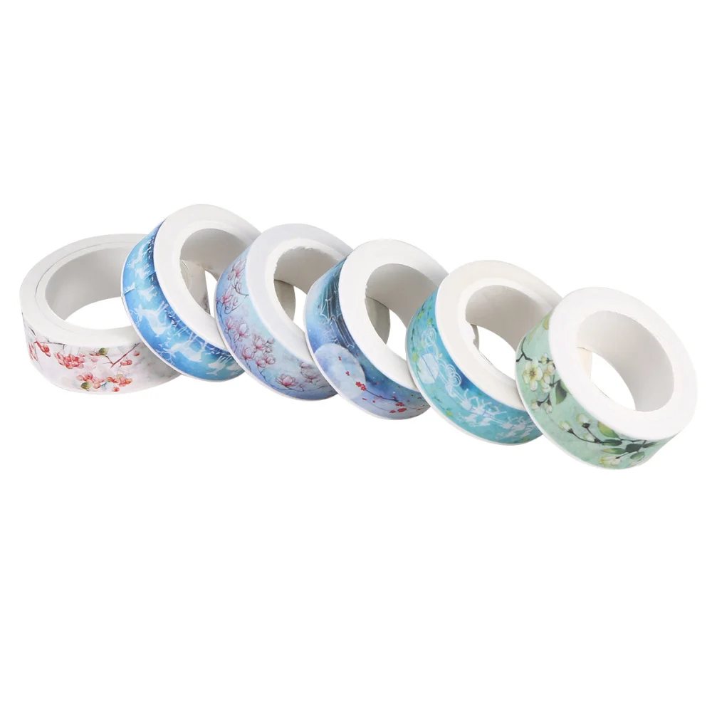 

6 Rolls Unique Washi Paper Tapes Colored Decorative Stickers Lovely Tape Gift Packaging Band for DIY
