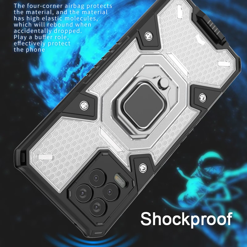 keysion shockproof armor case for realme 8 8 pro gt 5g gt neo transparent ring stand phone back cover for oppo find x3 x3 pro free global shipping