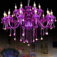 crystal chandelier purple lampshades for living dining room lustres de cristal para sala modern chandeliers lighting fixture