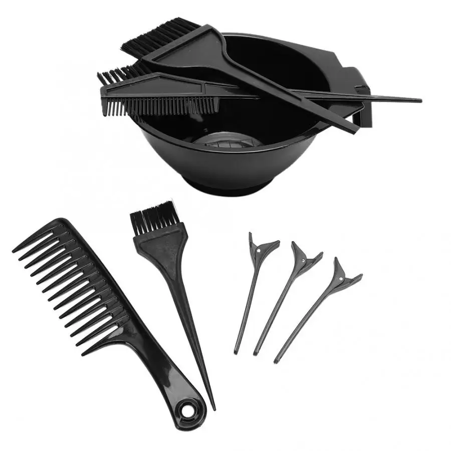 8pcs Hair Dyeing Tool Coloring Kit Salon Brush Comb Bowl Sectioning Clips Set Black Hairdressing 4 | Красота и здоровье