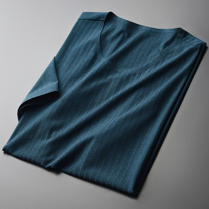 

Minglu Summer Thin Mens T-shirts Luxury Solid Color Round Collar Male T-shirts Plus Size 4xl Slim Fit Casual Man T-shirts