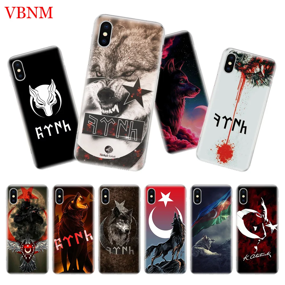 Турецкий флаг и Волчья задняя крышка для телефона чехол iPhone 7 8 6 6S Plus X 10 Ten XS MAX XR 5 5S