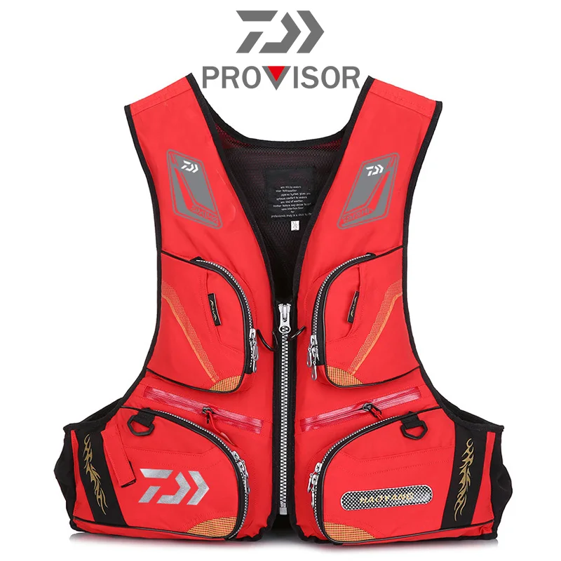 

2021 NEW Arrive Super Quality Daiwa Fishing Vest High Density Polyester Life Jackets Men Buoyancy Windproof Fly Fishing Vests