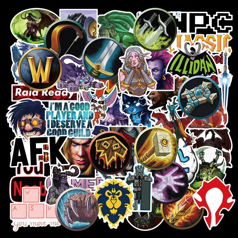 50 Pcs World of Warcraft Tribal Hero Reflective Car Sticker 