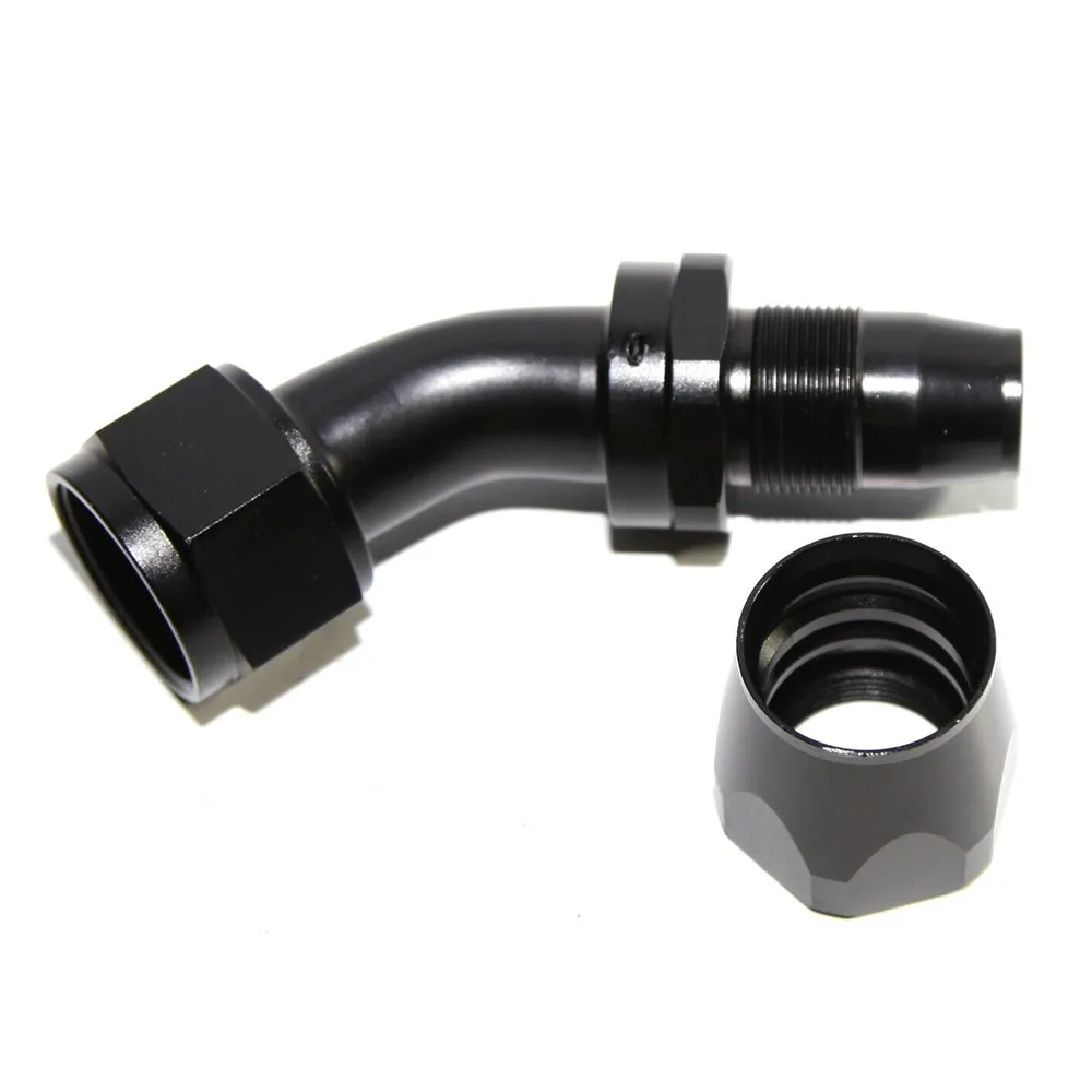 

45°Deg Swivel AN-16 AN16 Fuel Oil Gas Line Hose End Fitting Adapter BLACK Brand NEW High Quality Lightweight Aluminum