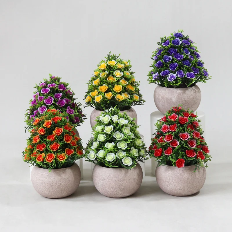 

Pulp Basin Simulation Small Tower Tree Bonsai Artificial Plant Fake Potted Flowers For Home Hotel Office Desktop Decoration