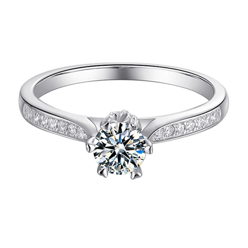 Moissanite Ring 0.5ct 5.0mm Round Cut VVS1 D Color Lab Diamond 925 Silver Jewelry Fashion Love Token Woman Girlfriend Gift | Украшения и