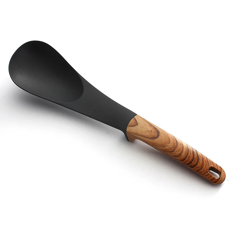 

1 Set 7-pieces Kitchen Cooking Utensils Set Wooden Handle Nylon Utensil Sets With Rotating Stand Non-stick Cooking Utensils Set