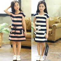 girls dress summer cotton striped casual kids dresses for girl fashion children clothing teenage girls clothes 4 6 8 10 12 years