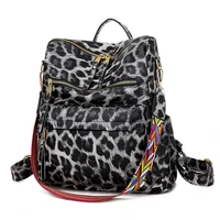 women leather backpack shoulder bag vintage leopard bagpack teenagers girls travel backpacks
