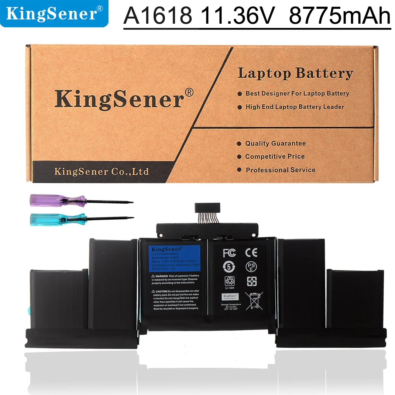 KingSener-batería para Apple MacBook Pro de 15 ", 11,36 V, 99.5Wh, A1618, Retina A1398, año 2015, 020-00079, MJLQ2LL/A, MJLT2LL/A con herramientas