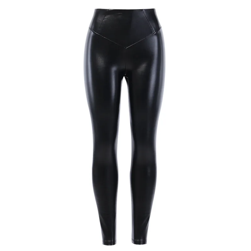 

LIBERJOG Women PU Leather Stretch Slim Pants High Waist Skinny Black Sexy Autumn Winter Trousers Female Push Up Hips