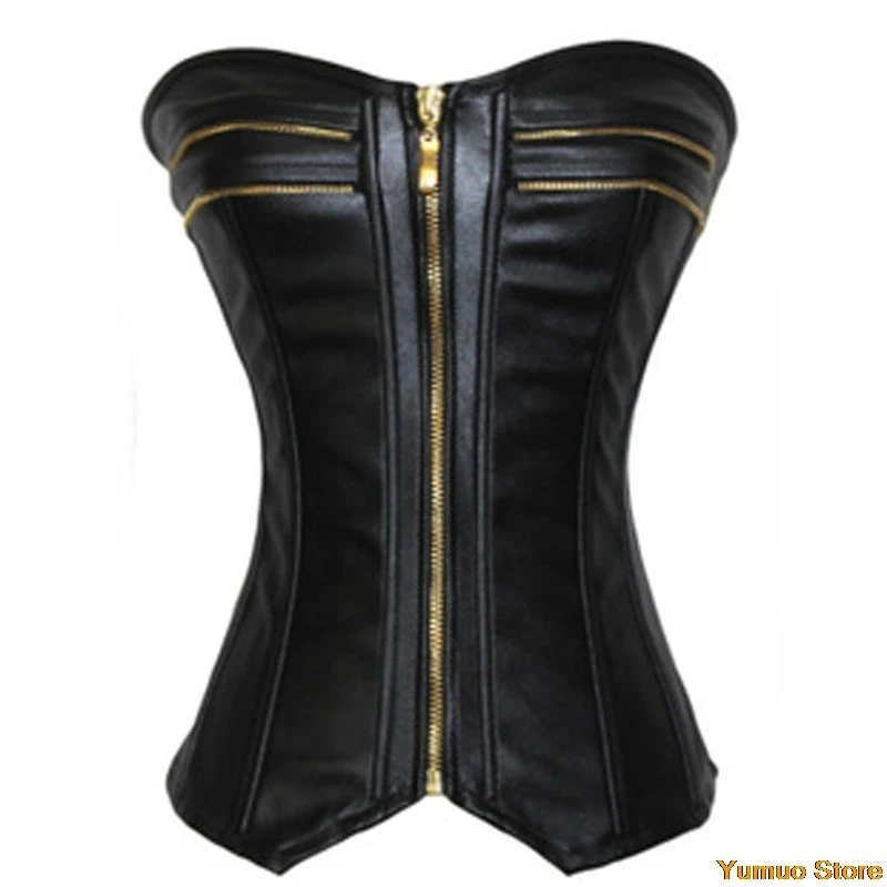 

2021corset High Quality Leather Overbust Corset Plus Size S-XXL Leather OL Mini DressHot Sexy Lingerie, Waist Cincher for Women