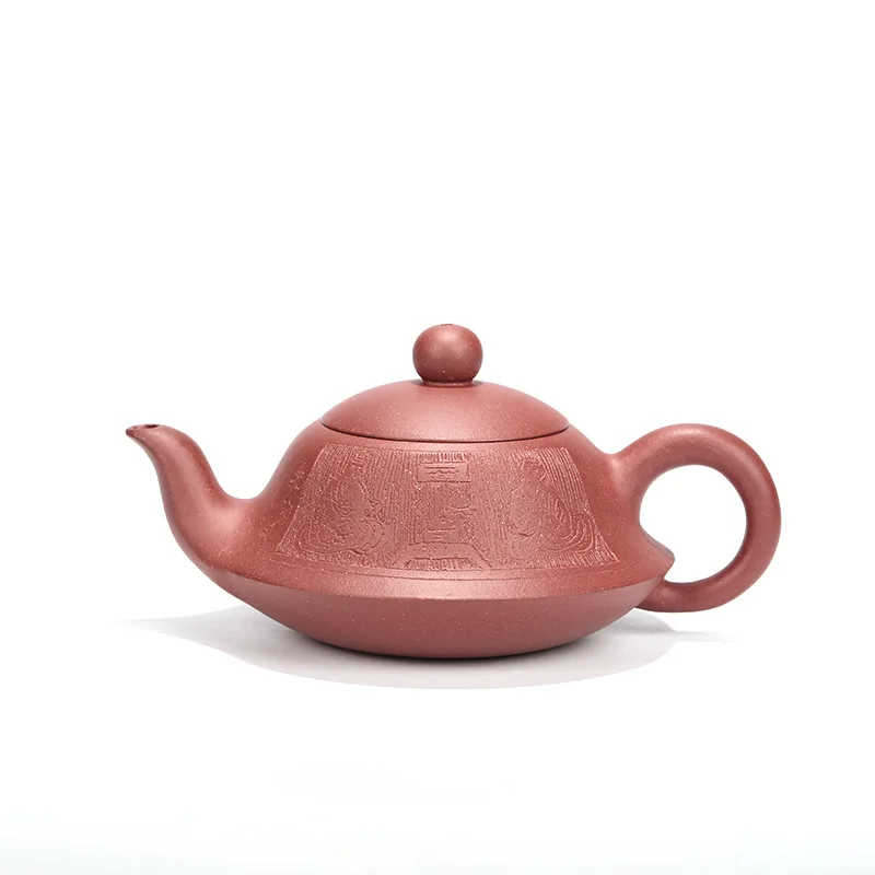 

Yixing purple clay teapot master handmade raw purple clay curved teapot water flat teapot kungfu tea set