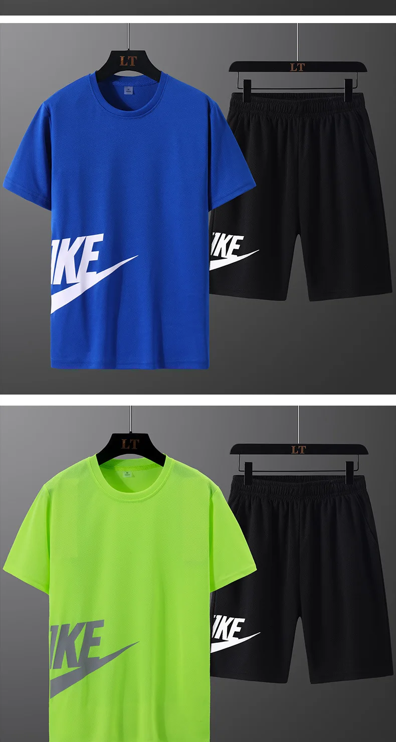 

The latest cool printing popular men's short sleeve T-shirt summer popular loose leisure multicolor sports suit running fitness