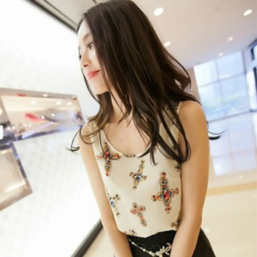 Женская шифоновая блузка Kaguster летняя майка без рукавов розового черного белого