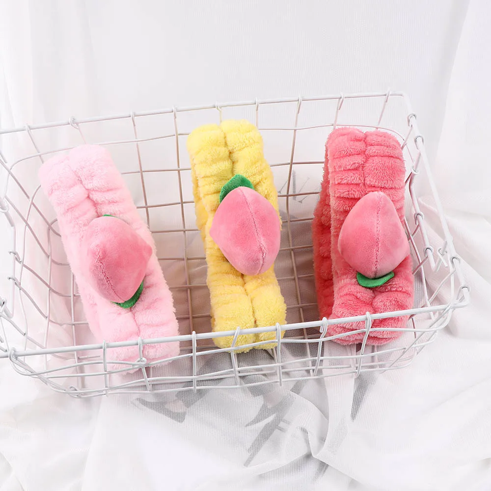 Милая повязка на голову персиковая моющаяся корейская мода эластичная для волос