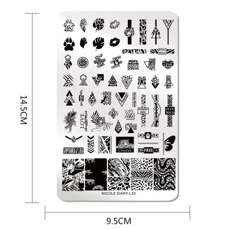 Трафареты NICOLE DIARY для стемпинга с изображением тигра дракона змеи абстрактные