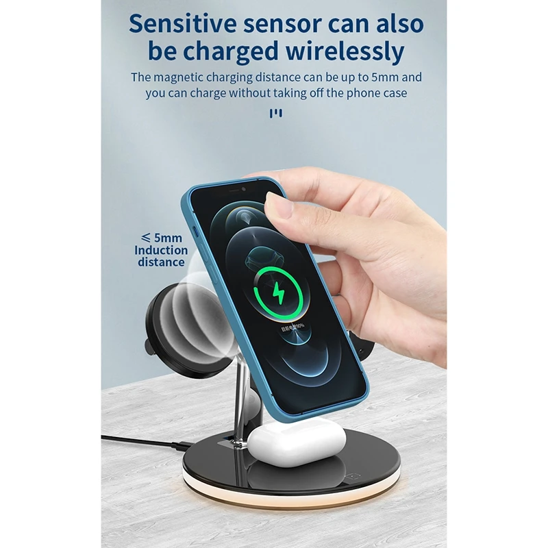 

3 in 1 15W Wireless Magnetic Fast Charging Station for iPhone Samsung Apple Watch