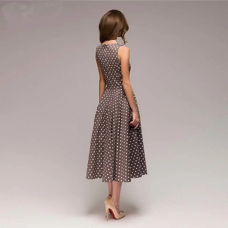 

European and American women's cross border 2021 wave point sleeveless dress