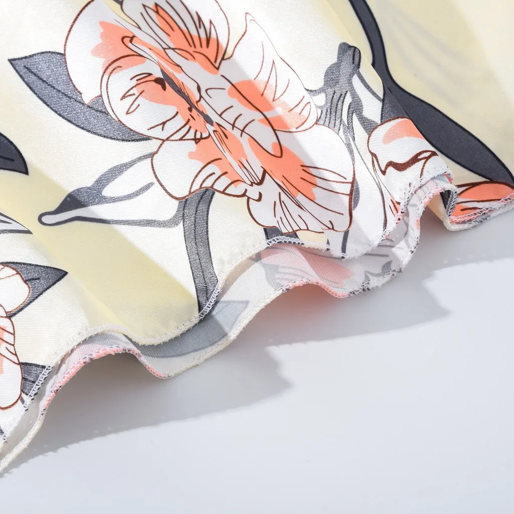 sleepwear women Satin Flower Printint Silk Lingerie Bow Lace Pajamas Sleeveless Sleepwear Nightdress E30 | Женская одежда