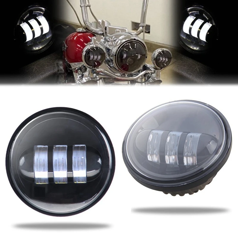 

Motorcycle Accessories 7" Black LED Headlight + 2pcs 4-1/2" Fog Lights for Passing Front
